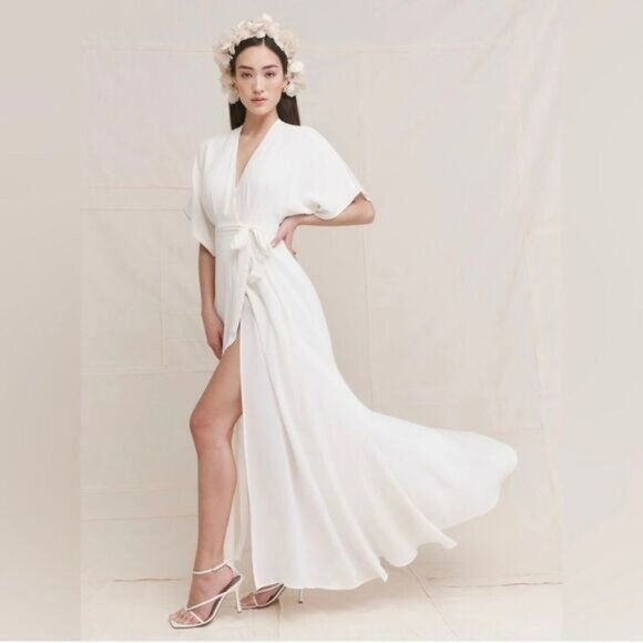 Reformation Winslow Wrap Dress, Adjustable, White/Ivory, Size Small NWT - Picture 4 of 11